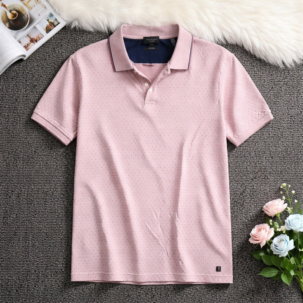 Ted Baker London Rigby Polo Shirt Mens 4 L Pink Micro Pattern‎ Cotton NWT $160